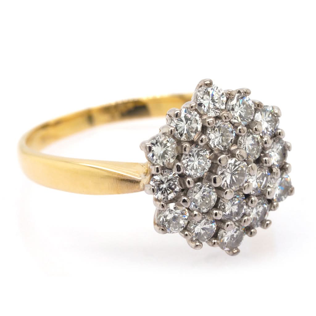Ogden of Harrogate Jewellery An 18ct Yellow Gold 19-Diamond Cluster Ring