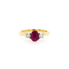 Ogden of Harrogate Jewellery An 18ct Yellow Gold Three-Stone Oval Ruby and Diamond Ring
