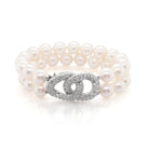 Ogden of Harrogate Jewellery Cultured Pearl Two Row Bracelet with Platinum Diamond-Set Clasp