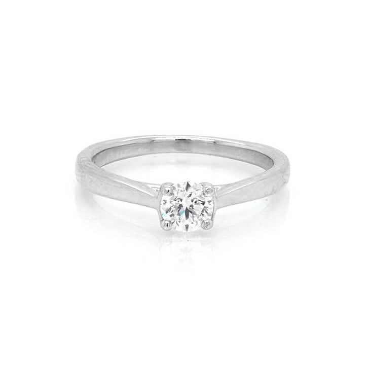 Ogden of Harrogate Jewellery Platinum Claw Set Square Diamond Solitaire Ring with Diamond Set Shoulders