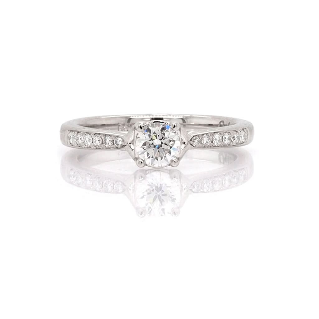 Ogden of Harrogate Jewellery Platinum Diamond Single Stone Ring with Diamond-set Shoulders, 0.40cts F SI1
