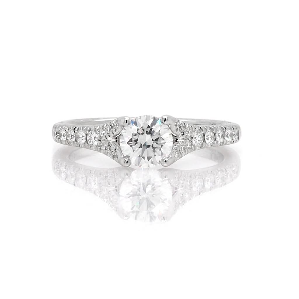 Ogden of Harrogate Jewellery Platinum Diamond Solitaire Ring with Diamond-Set Shoulders, 0.70cts G SI1