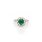 Ogden of Harrogate Jewellery Platinum Emerald and Diamond Cluster Ring