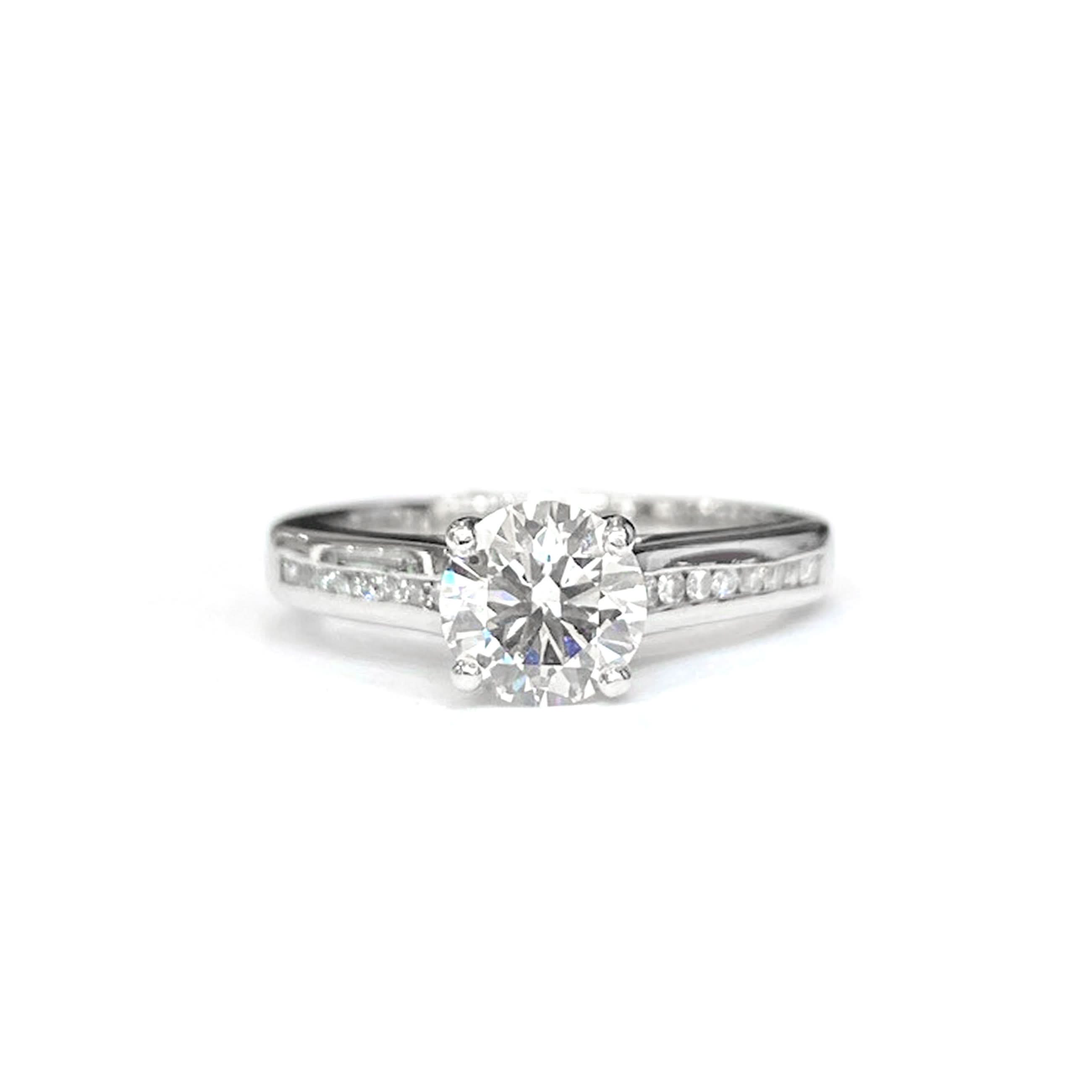 Ogden of Harrogate Jewellery Platinum Single-Stone Diamond Solitaire Ring with Diamond-Set Shoulders