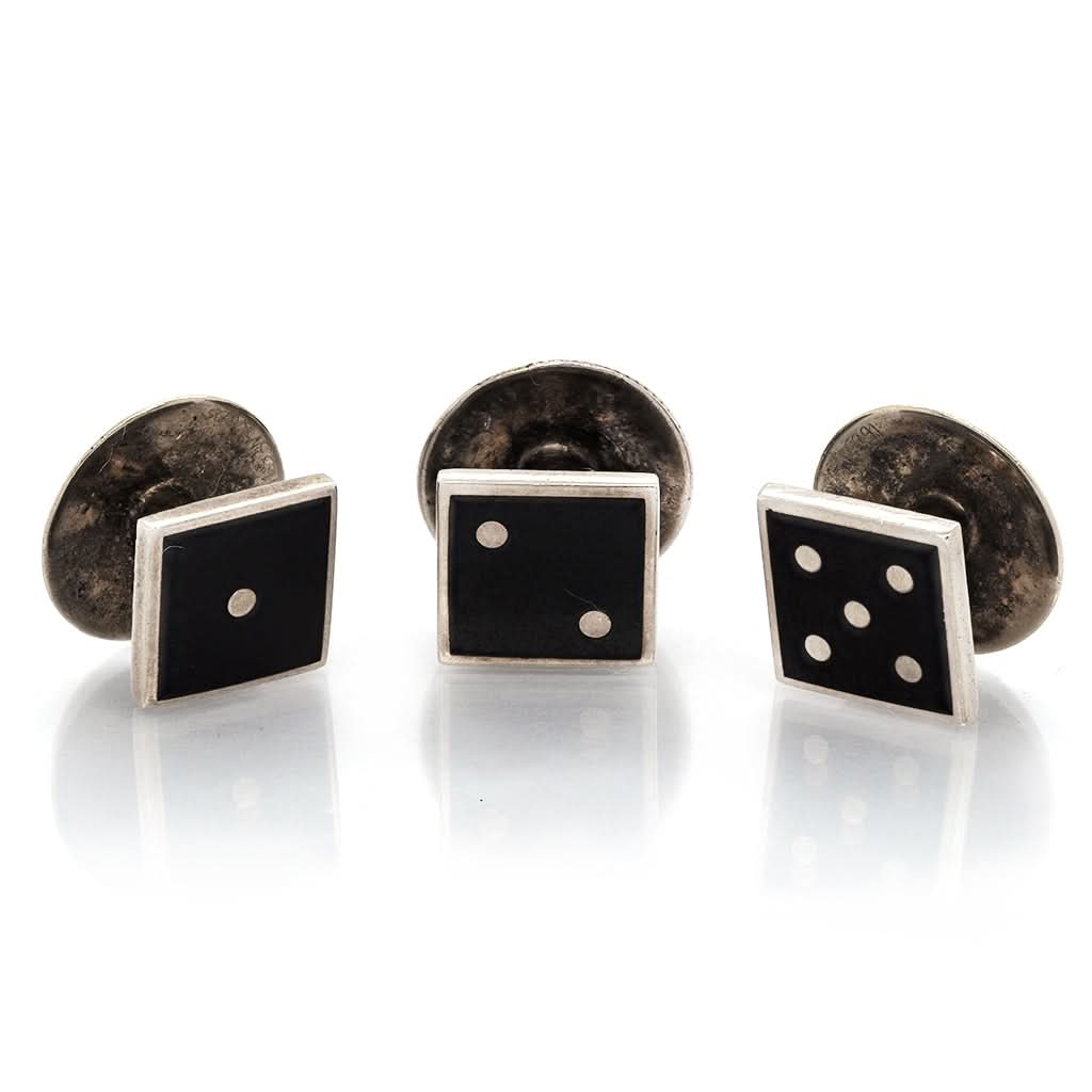 Ogden of Harrogate Jewellery Silver Gilt Domino Studs