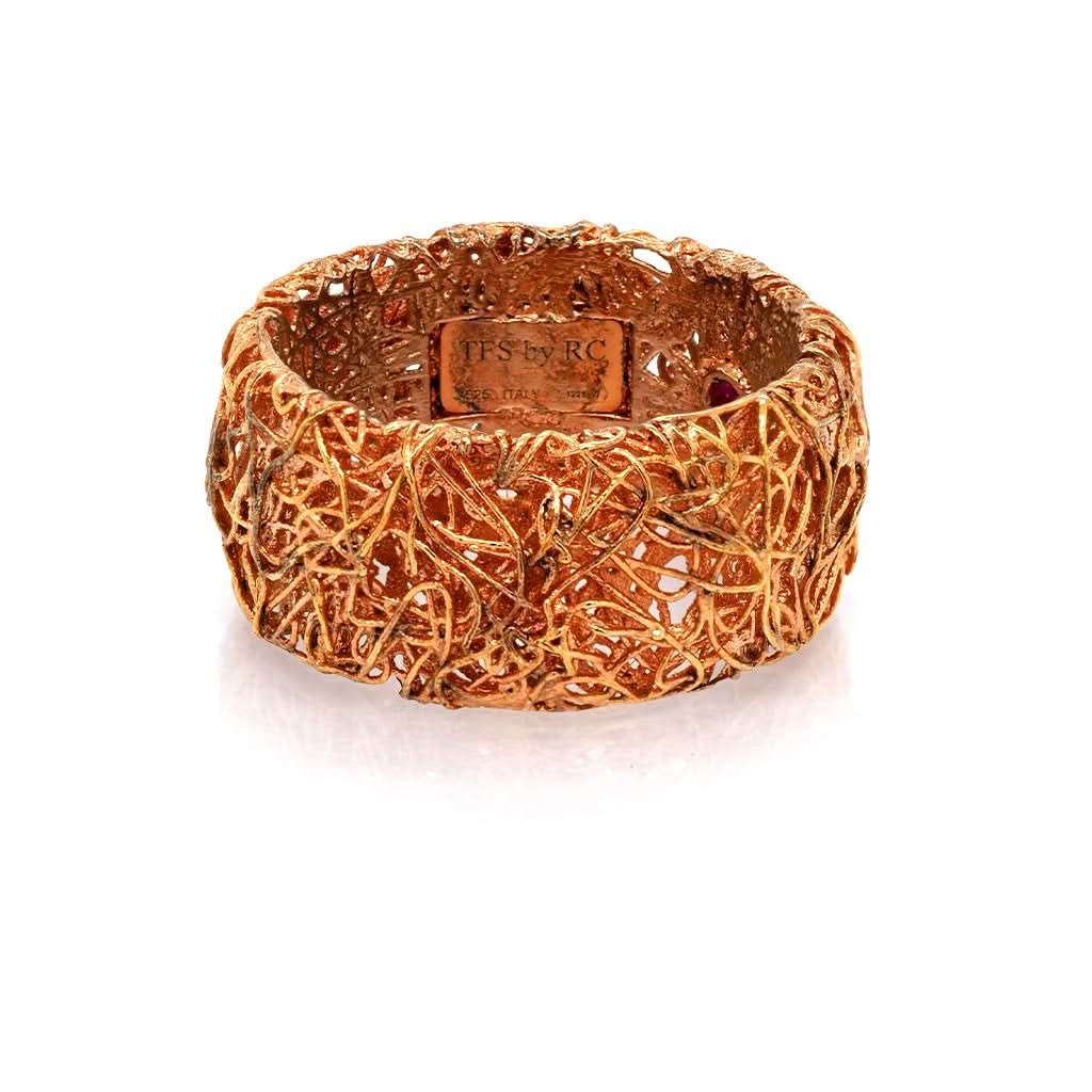 Ogden of Harrogate Jewellery Silver Roberto Coin Ring in Rose Gold
