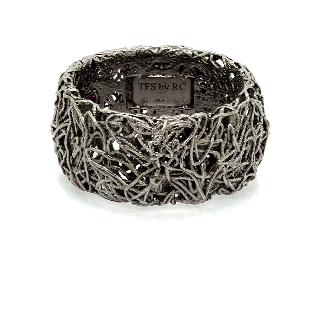 Ogden of Harrogate Jewellery Silver Roberto Coin Ring in Ruthenium