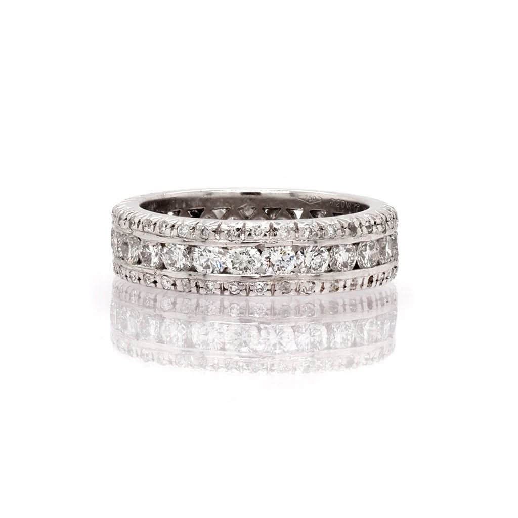 Ogden of Harrogate Jewellery Vintage Favero 18ct White Gold and Diamond Ornate Full Eternity Ring, 2.10cts