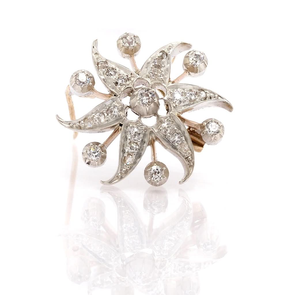 Ogden of Harrogate Jewellery Vintage Star Shaped Silver and Gold Diamond Brooch