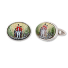 Ogden of Harrogate Mens Accessories A pair of silver and enamel hand painted cufflinks with hunting scenes