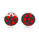 Ogden of Harrogate Mens Accessories A Pair of Silver Round Cufflinks with Red Enamel Spots