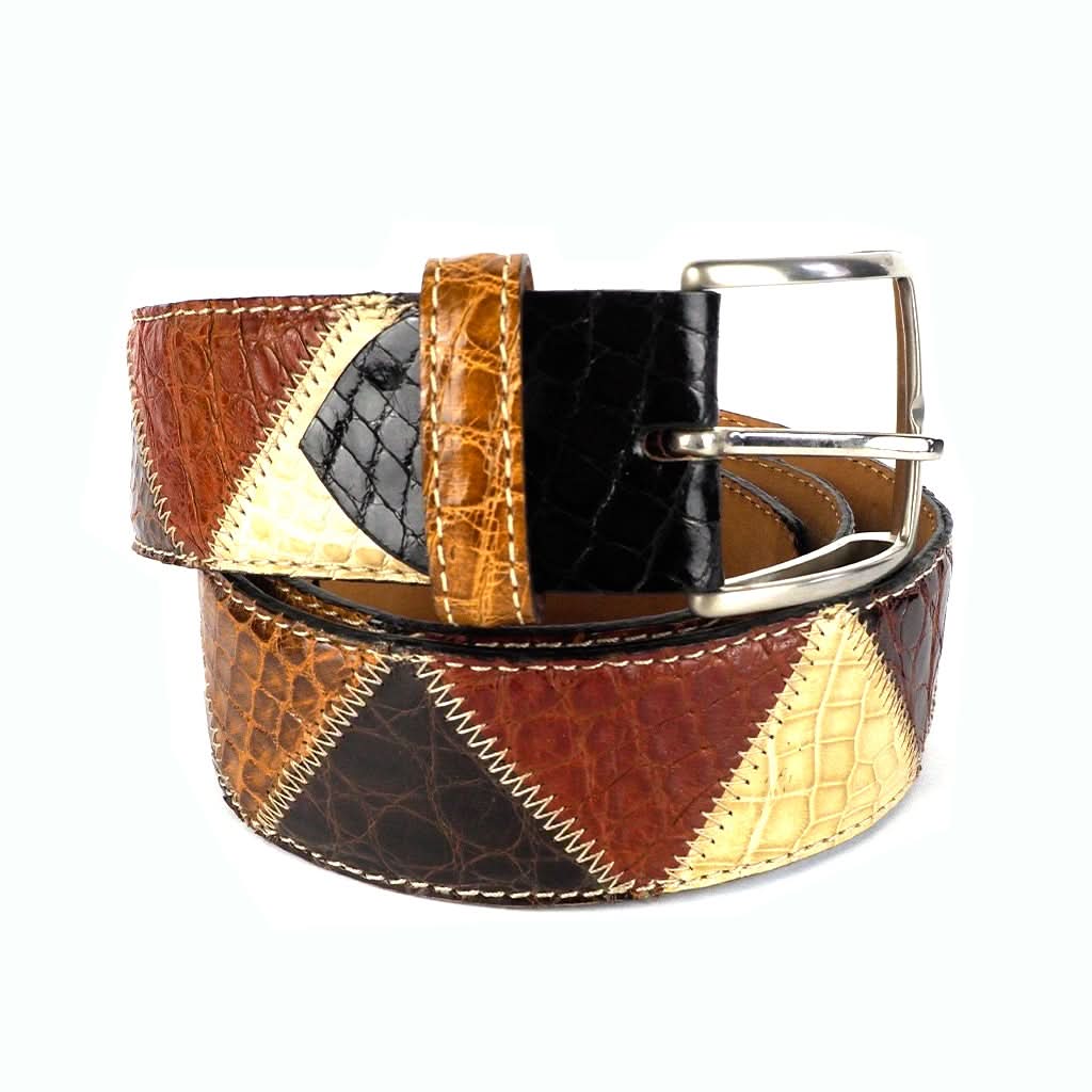 Ogden of Harrogate Mens Accessories Crocodile Scale Multi Coloured Belt