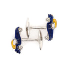 Ogden of Harrogate Mens Accessories Silver Enamel Blue and Yellow Car Cufflinks
