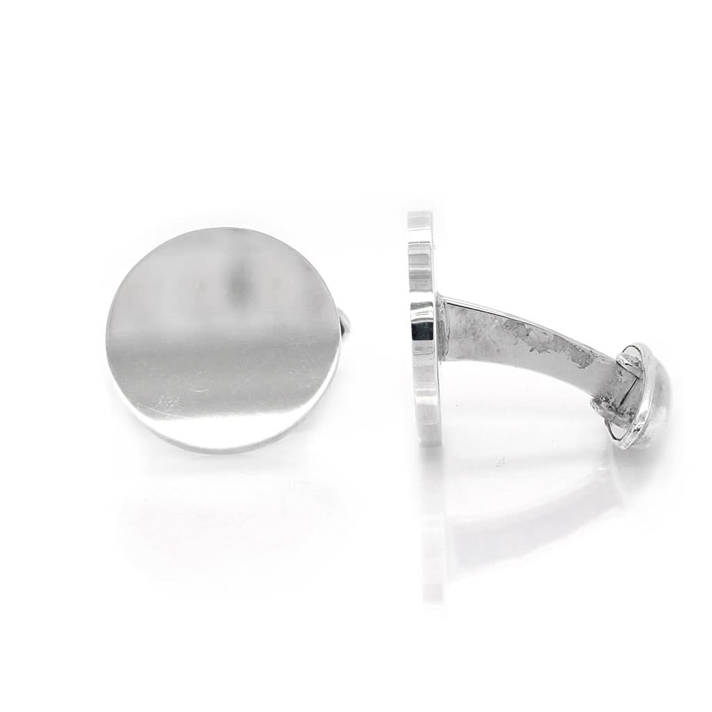 Ogden of Harrogate Mens Accessories Silver Round Plain Cufflinks