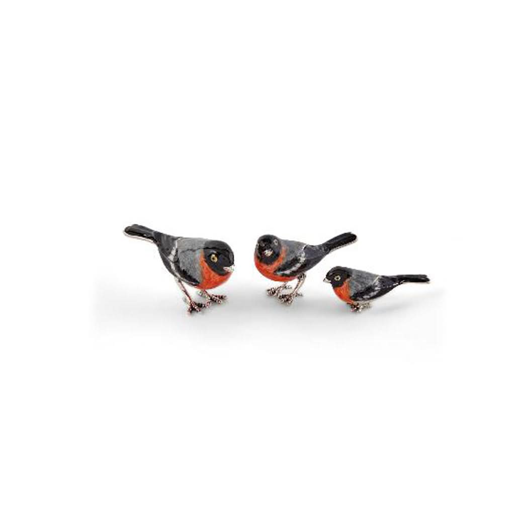 Ogden of Harrogate Silverware Homewares Gifts Family of Italian-Made Silver and Enamel Bullfinches