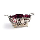 Ogden of Harrogate Silverware Homewares Gifts Silver Cranberry Glass-Lined Oval Ornate Bowl