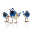 Ogden of Harrogate Silverware Homewares Gifts Silver Enamel Trio of Blue Wrens