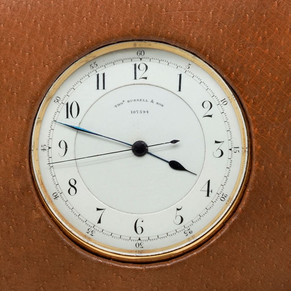 Ogden Vintage Watches Pocket Watch Antique 18ct Gold Open Faced Keyless Wind Pocket Watch by Thomas Russell, in Leather Case, Chester 1902