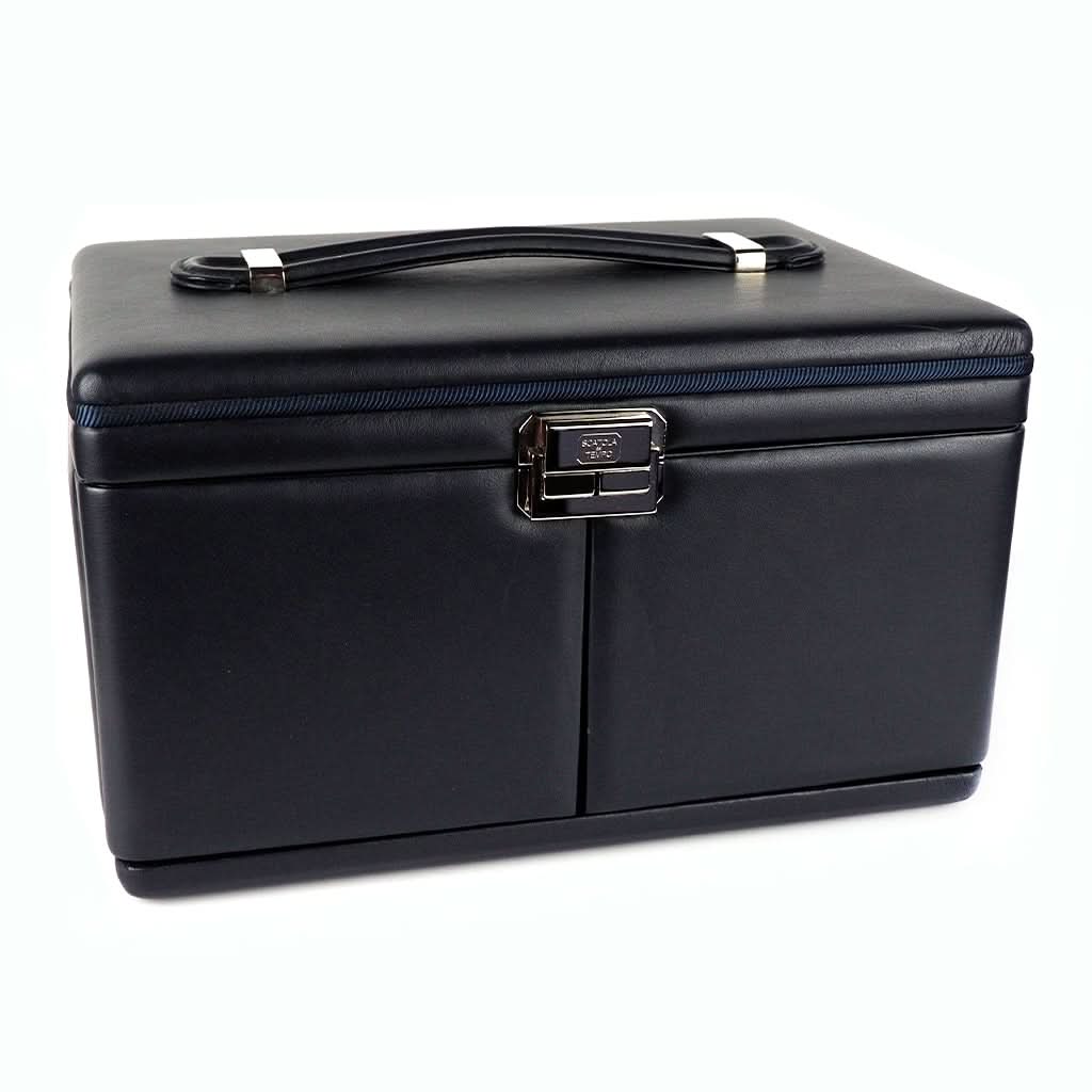 Scatola Del Tempo Mens Accessories Scatola Del Tempo Luxury Dark Blue Leather Jewellery Box